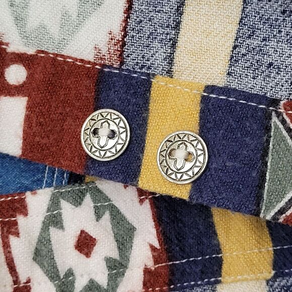 Vintage Native-American Button Shirt Womens Large 23x28 Blue - Picture 13 of 13